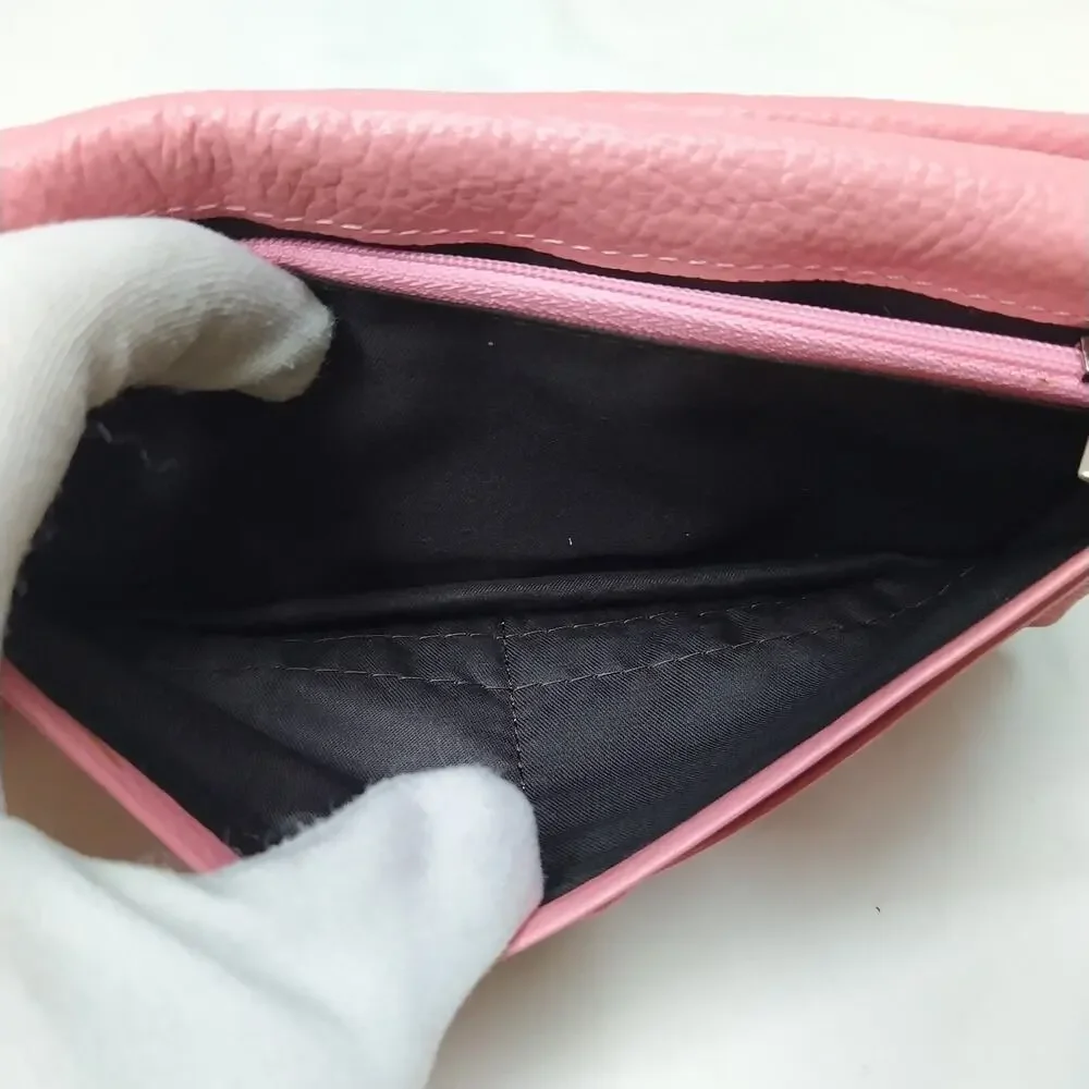 B.T.Rose Pink Pebbled Leather Credit Card ID Window Bifold Wallet
